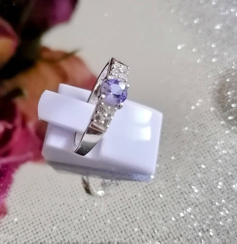 Tanzanite & Zircon 925S Solitaire Ring
