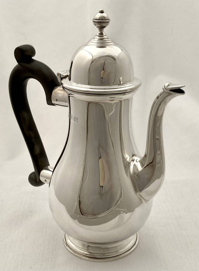 Elizabeth II Silver Bachelor's Coffee Pot. Birmingham 1973 Barker Ellis Silver Co. 12.7 troy ounces.