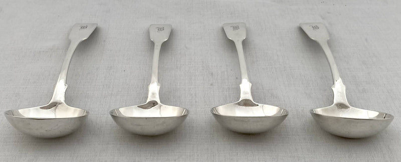 Early Victorian set of four sauce ladles. London 1839 William Eaton. 8.9 troy ounces.