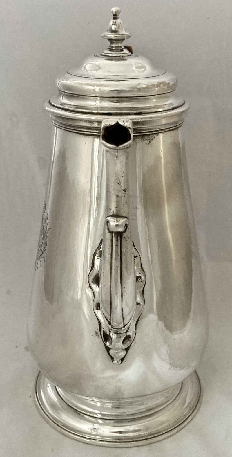 Georgian, George II, Silver Armorial Coffee Pot for Seamark. London 1742 Richard Bayley. 23.8 troy ounces.