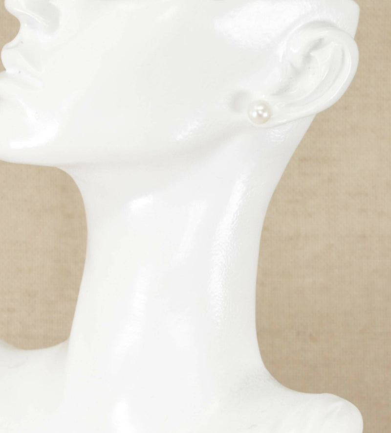 Silver & Faux Pearl Ear Studs