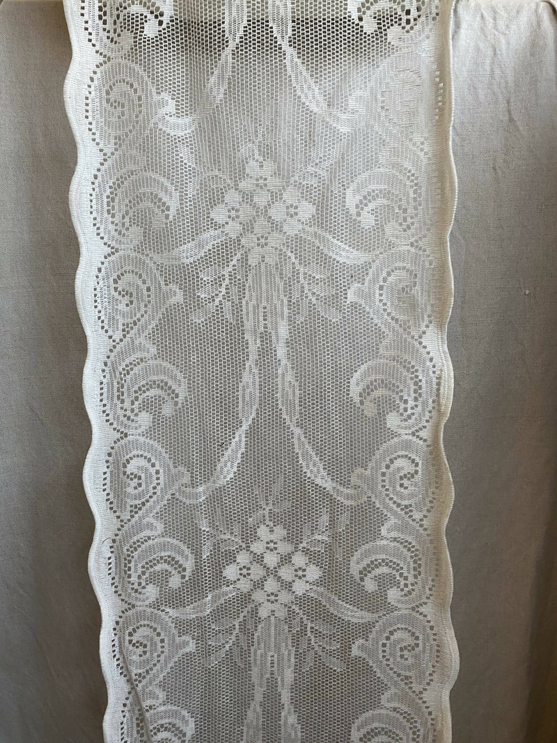 Alex rose" Antique Victorian style Cotton Lace Curtain Panelling Sold By The Metre - 12 Inches Wide