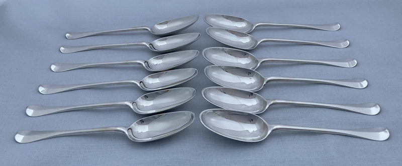 Georgian, George II, set of Twelve Scottish Silver Tablespoons. Edinburgh 1754 Lothian & Robertson. 27 troy ounces.