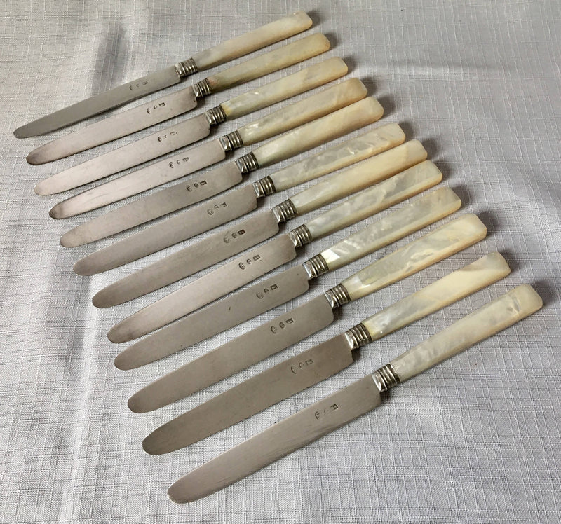 Georgian, George III, silver and mother of pearl dessert service for twelve. Sheffield 1810.