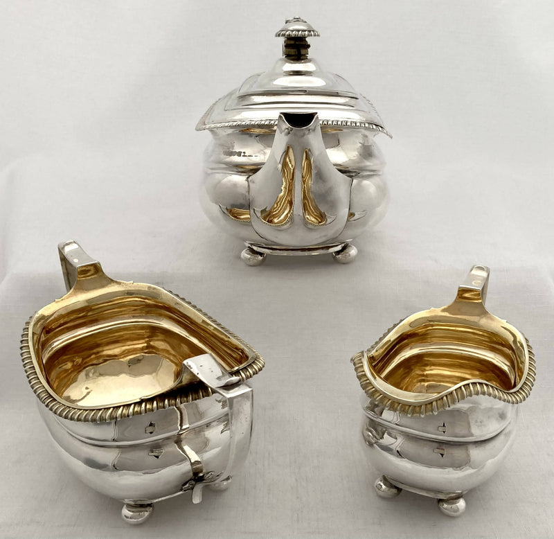 Georgian, George III, Silver Tea Set. London 1816 Rebecca Emes & Edward Barnard I. 37 troy ounces.