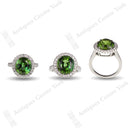 Platinum Fine Green Tourmaline & Diamond Cluster Ring