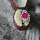 Art Deco Style 18ct White Gold Ruby & Diamond Cluster