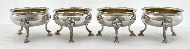 Georgian, George III, set of four silver salts. London 1792 Peter & Ann Bateman. 6 troy ounces.