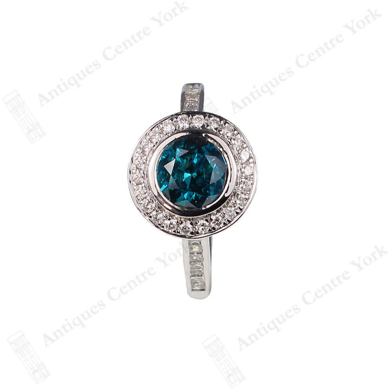 18ct White Gold Blue & White Diamond Cluster Ring