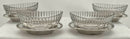 Victorian Set of Four Silver Plated & Cut Glass Salt Dishes, circa 1850 - 1860.