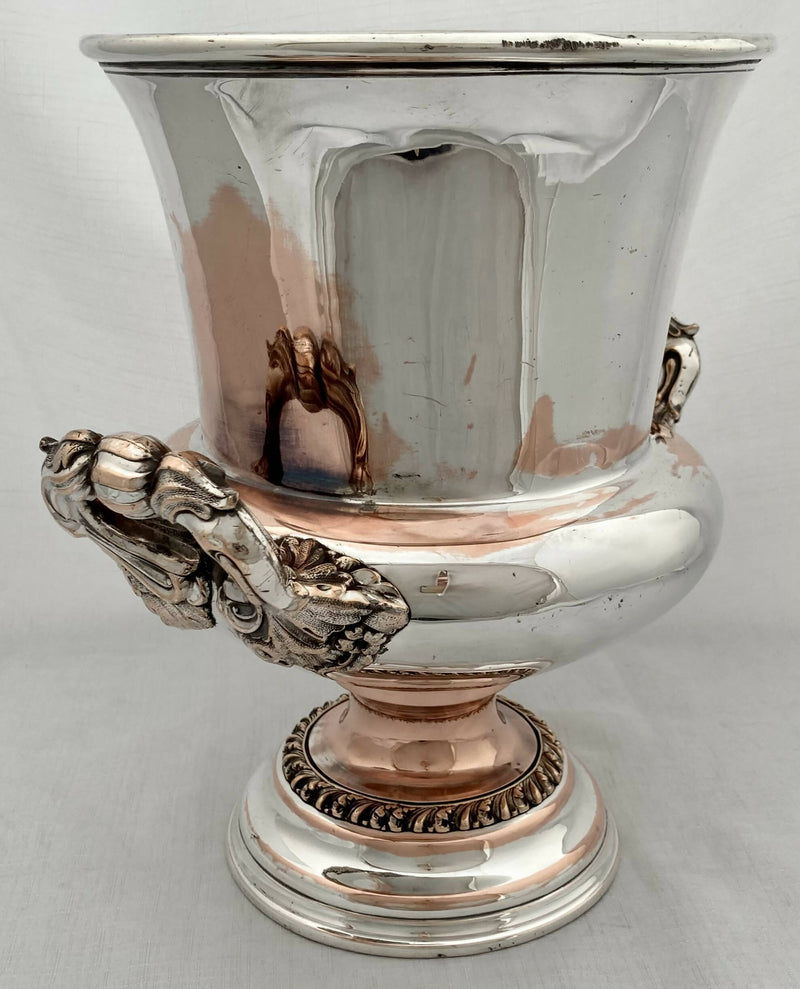 Late Georgian Old Sheffield Plate Campana Form Wine Cooler, circa 1820 - 1840.