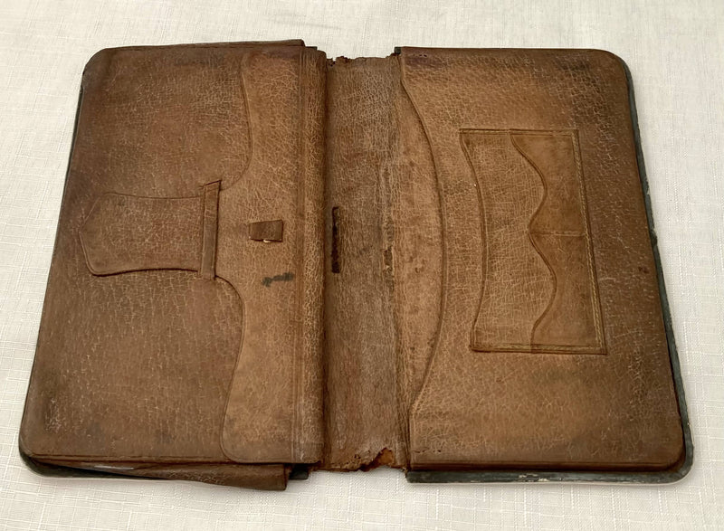 Victorian Silver Mounted Leather Wallet for The 18th Hussars. London 1879 Thomas Edward Tinworth.