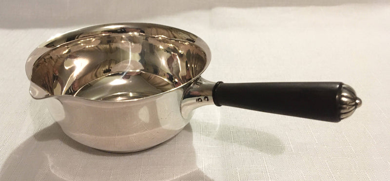 Danish 830 silver sauce pot by Carl M Cohr of Fredericia. Assay mark of Johannes Siggaard 1939.