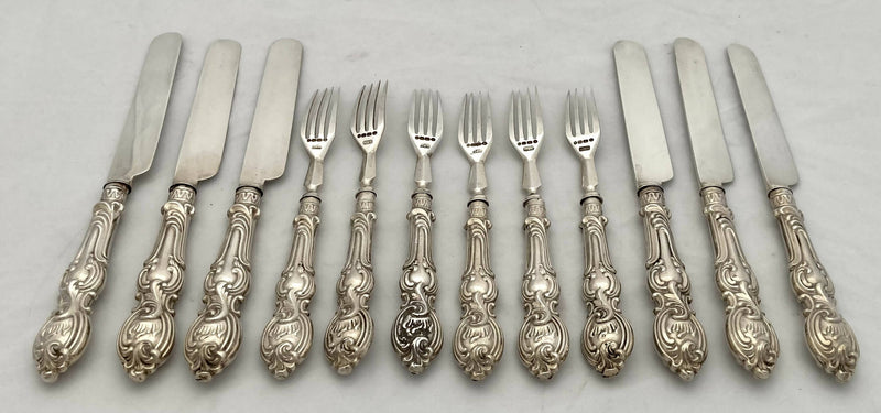 Victorian Silver Dessert Service for Six. Birmingham 1871 Hilliard & Thomason.