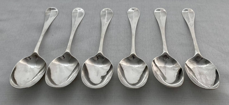 Georgian, George I, Set of Six Hanoverian Pattern Tablespoons. London 1722 James Morson. 12.9 troy ounces.