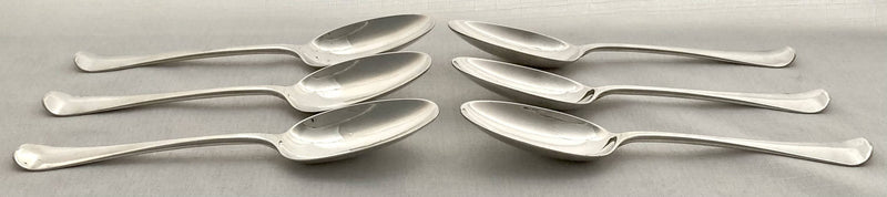 Georgian, George II, Set of Six Silver Hanoverian Pattern Tablespoons. London 1742 Ebenezer Coker. 12 troy ounces.