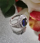 New AA Canadian Ammolite Natural Cambodian Zircon Ring in Platinum Overlay Sterling Silver