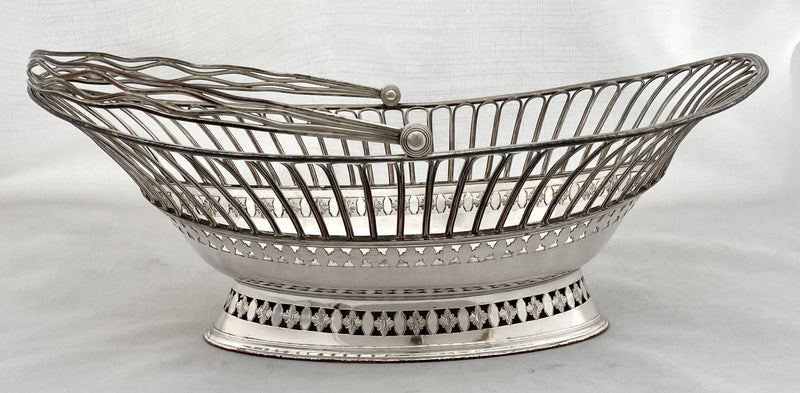 Georgian, George III, Old Sheffield Plate Cake Basket, circa 1780. Gray Family Crest.
