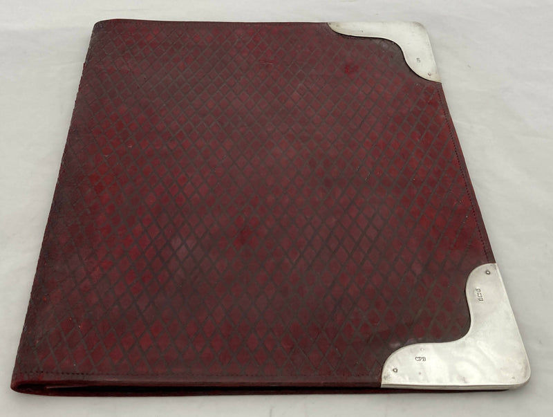 Edwardian Silver Mounted Leather Document Wallet. Birmingham 1901 Charles Penny Brown.