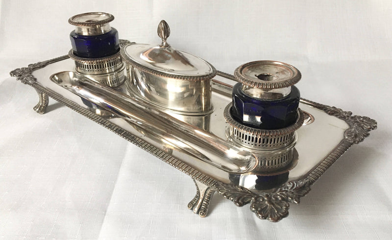 Georgian Old Sheffield Plate inkstand, circa 1820.