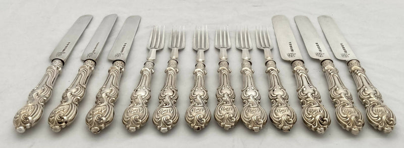 Victorian Silver Dessert Service for Six. Birmingham 1871 Hilliard & Thomason.