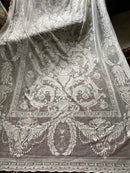 Beautiful Antique Elaborate Design white Cotton cotton lace Curtain Panel -175/320cms
