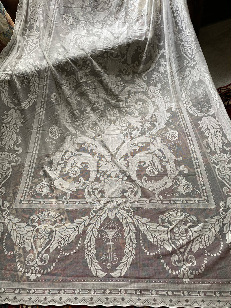 Beautiful Antique Elaborate Design white Cotton cotton lace Curtain Panel -175/320cms