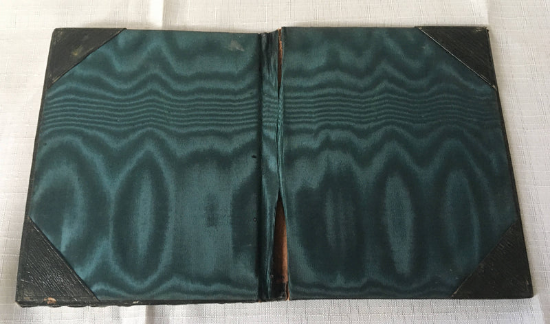 Edwardian silver mounted, Morocco leather and watermarked silk telegrams folder. Birmingham 1903 Synyer & Beddoes.
