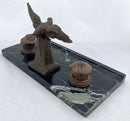 French Empire Style Gilt Metal & Portoro Marble Inkstand, After L&F Moreau.