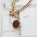 Antique 9ct Albert Chain & Swivel Bloodstone & Cornelian Seal