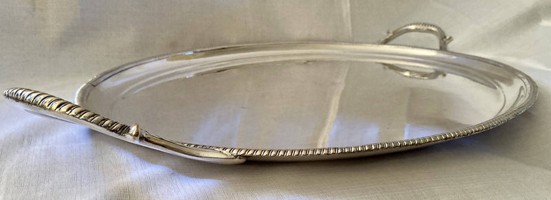 Georgian, George III period, Old Sheffield Plate serving tray from the Bull & Mouth Coaching Inn, City of London, circa 1790 - 1810.