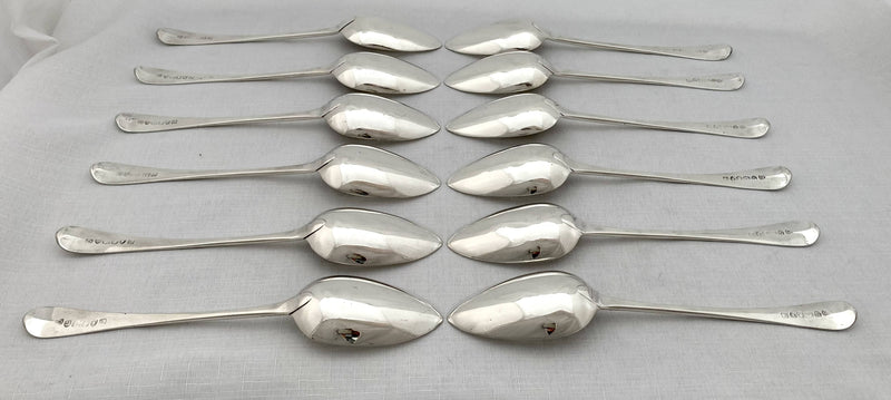 Georgian, George III, Set of Twelve Crested Silver Tablespoons. Newcastle 1800, John Langlands II. 25.7 troy ounces.