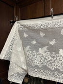 Cottage Victorian Design Birds & Butterfly Cotton Lace Curtain Panel 18" drop Cafe Curtain Brise Bise ecru by the metre
