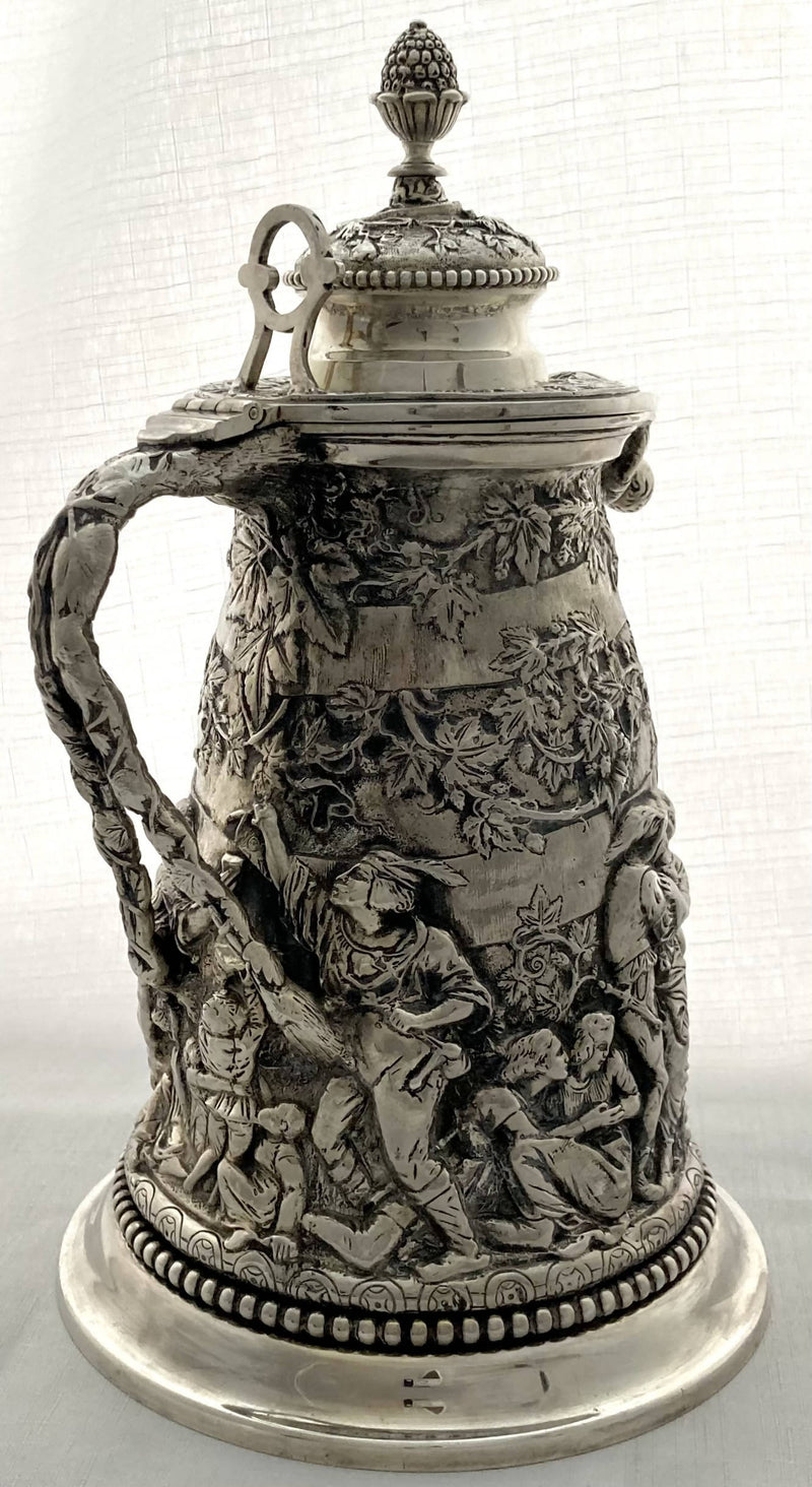 Victorian Teniers Style Silver Plated Wine Jug. John Grinsell & Sons, Birmingham circa 1870 - 1890.