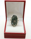 Silver Art Nouveau Style Moss Agate Ring