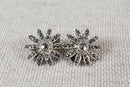 Silver & Marcasite Flower Clip on Earrings