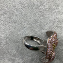 Silver and crystal paste cocktail ring