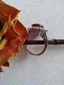 New Ruby and Cambodian Zircon 925 Sterling Silver with Platinum Overlay Ring (Size O)