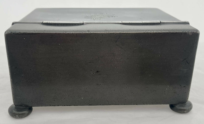 Georgian, George III, Crested Pewter Tobacco Box, circa 1805.