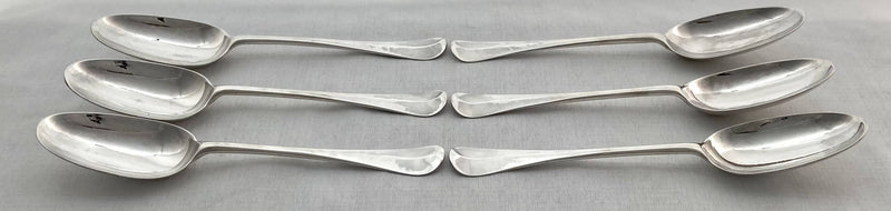 Georgian, George I, Set of Six Hanoverian Pattern Tablespoons. London 1722 James Morson. 12.9 troy ounces.