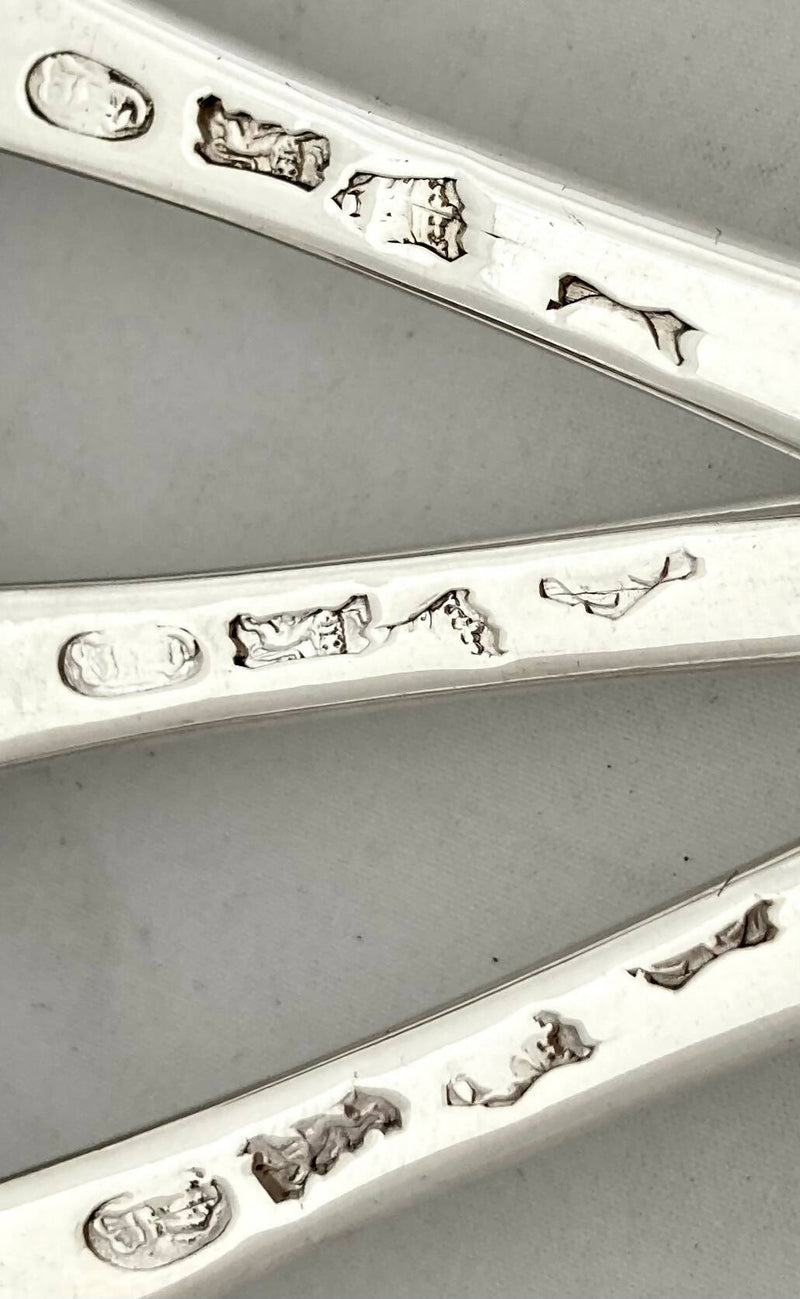 Georgian, George II, Six Hanoverian Pattern Silver Tablespoons. London 1740 Edward Bayley. 13.7 troy ounces.
