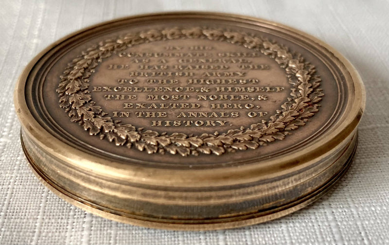 Early 19th Century Duke of Wellington Victories Box Medal with Paper Disc Inserts.