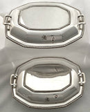 Pair of Octagonal Silver Plated & Crested Entree Dishes with Covers. Elkington & Co. 1923.