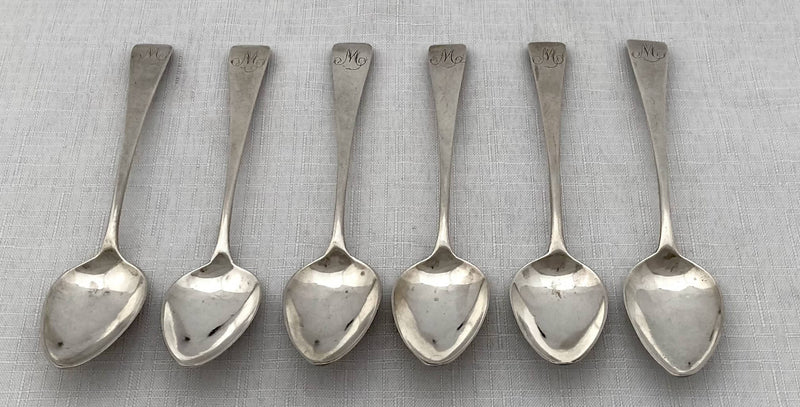 Georgian, George III, Six Silver Teaspoons. London 1804 Godbehere, Wigan & Boult. 2.5 troy ounces.