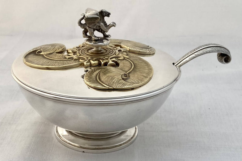 Elizabeth II Silver Bowl & Sifter Ladle for the Investiture of Charles, Prince of Wales. London 1968 Asprey & Co. Ltd. 17.4 troy ounces.