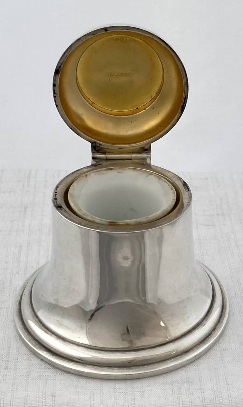 Edwardian Asprey Novelty Silver Bell Inkwell. Birmingham 1908 Asprey & Co.