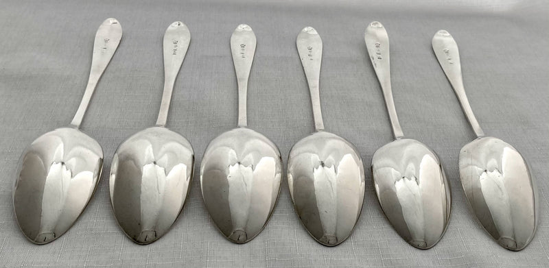 Georgian, George III, Six Scottish Silver Tablespoons. Edinburgh 1799 Francis Howden. 11 troy ounces.