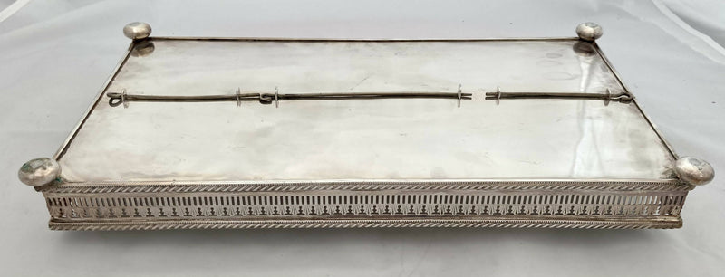 Georgian Old Sheffield Plate Large Gallery Desk Stand, circa 1820.