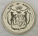 19th Century Boxwood Counter Box Enclosing Nine Armorial Watercolour Roundels.