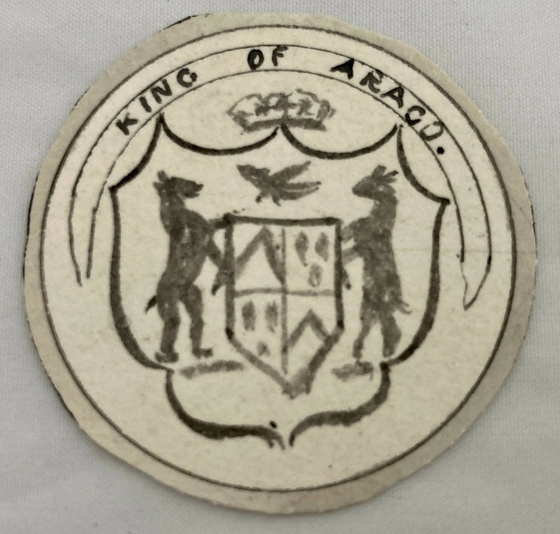 19th Century Boxwood Counter Box Enclosing Nine Armorial Watercolour Roundels.
